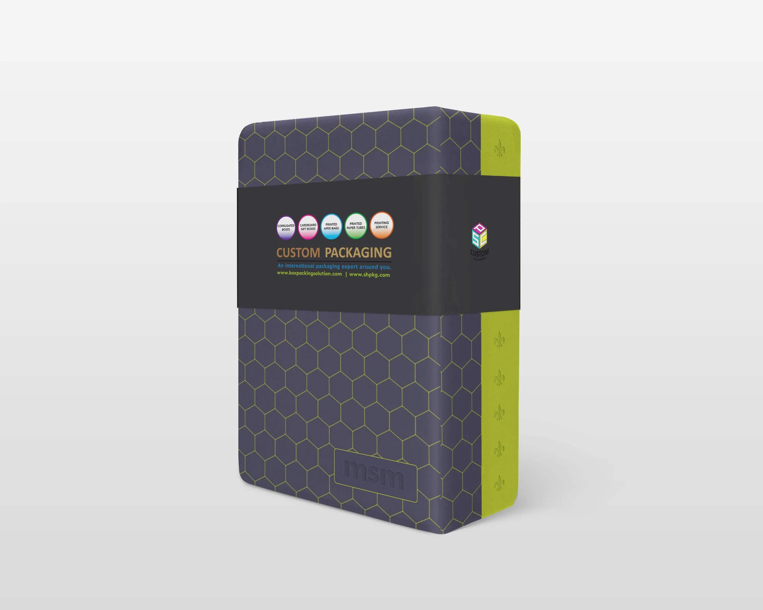 custom rigid setup box mock-up with printed sleeve