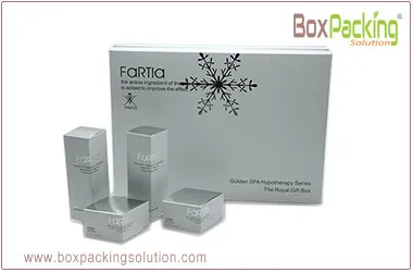 silver custom cosmetic rigid packaging boxes