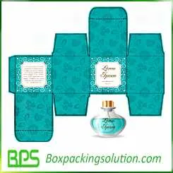 blue perfume bottle packaging box design