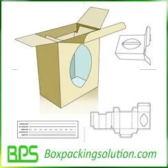 cardboard box with window cutting die-line