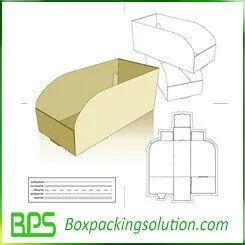corrugated display tray bin die line template