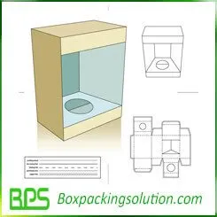 paper box with front window die line template