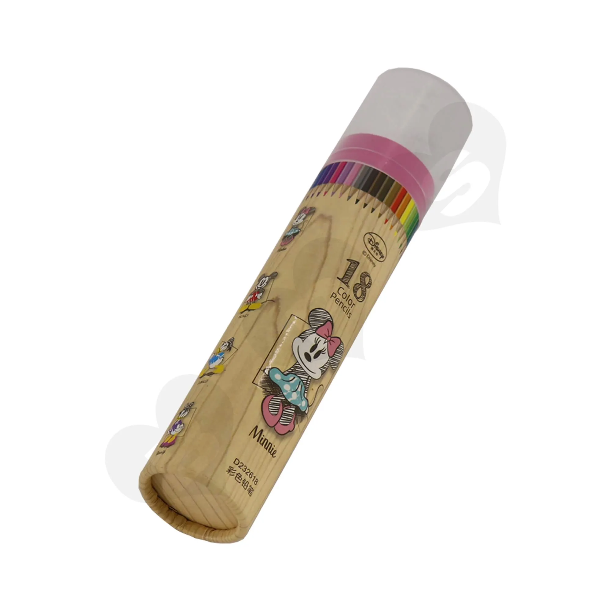 Branded Cardboard Cylinder With Plastic Lid For Packing Color Pencils Side View Two