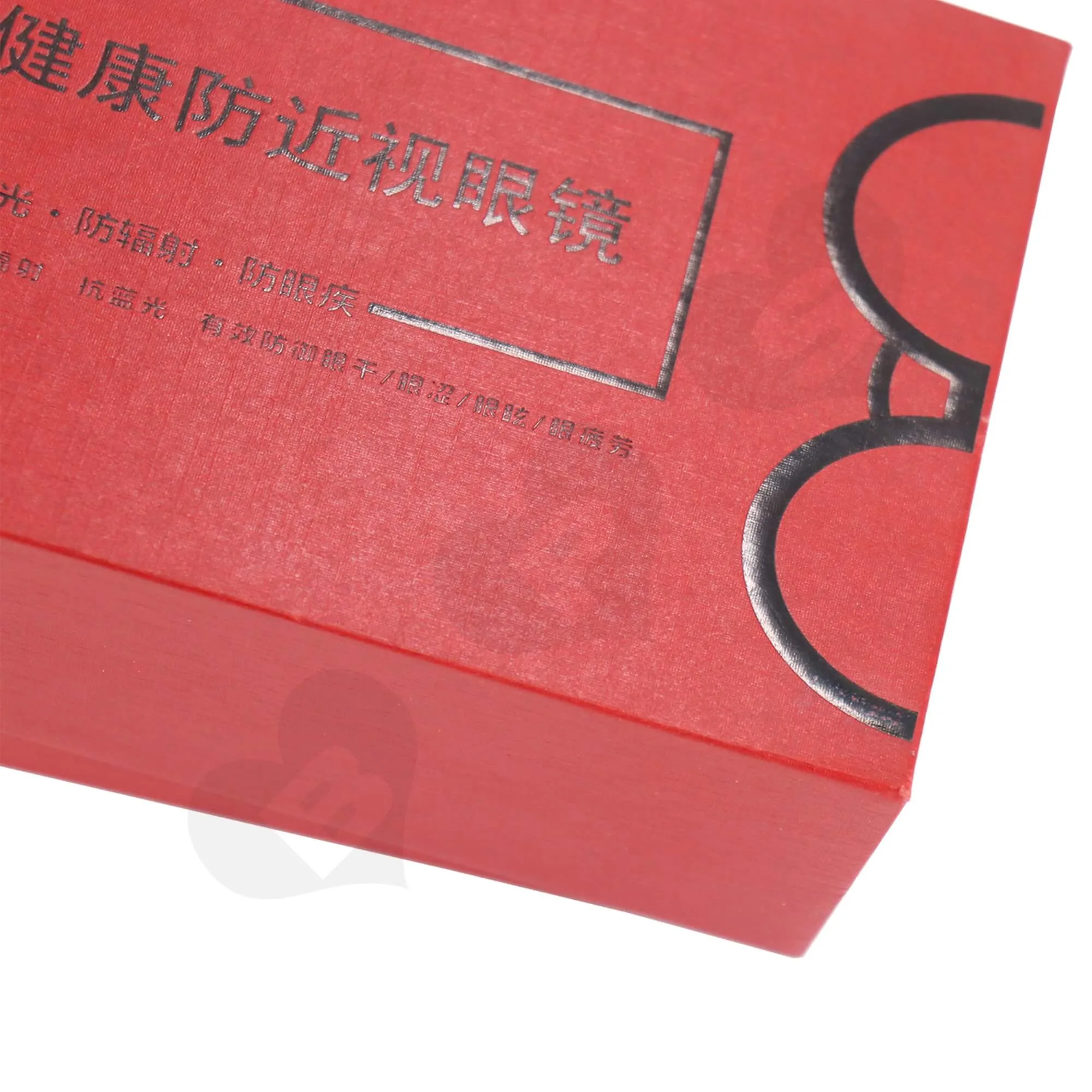 Cardboard Foil Stamping Rigid Set-Up Box For Packing Anti-Myopia Glasses Side View Two