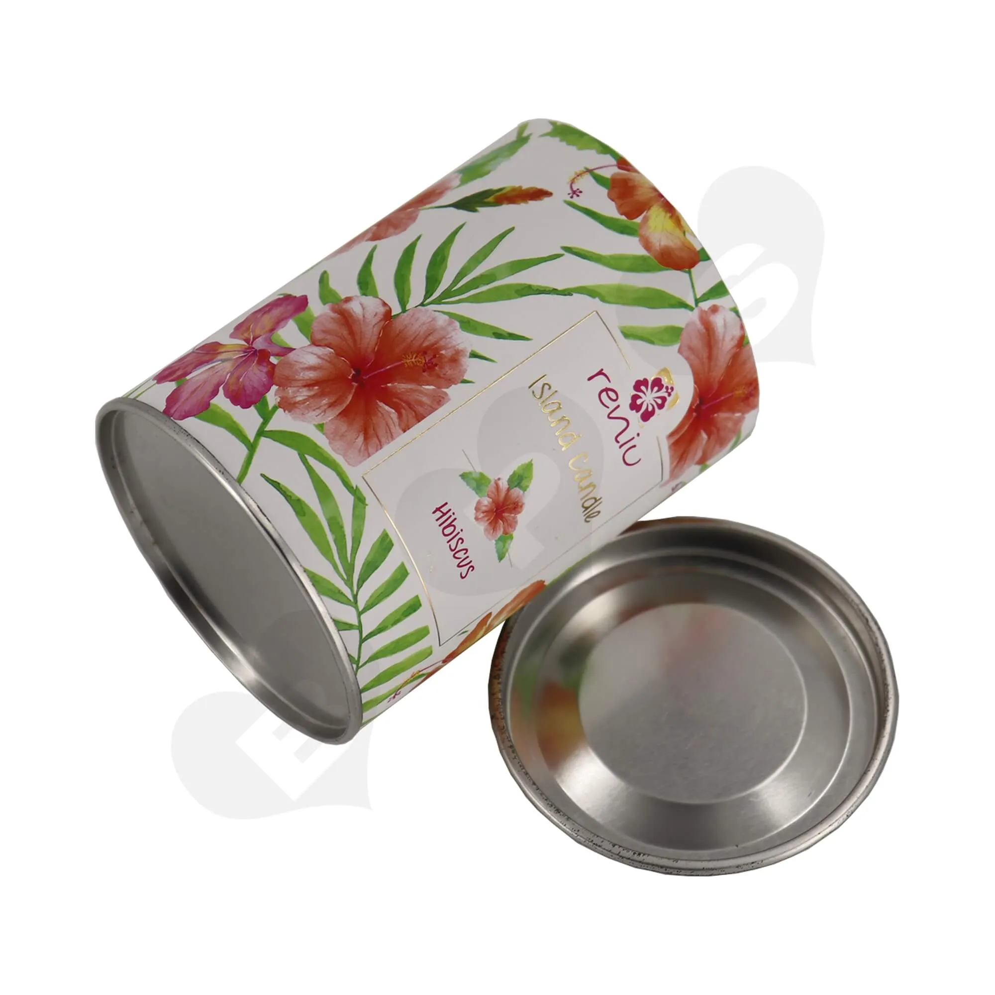 Cardboard Paper Tube With Tin Cap For Packing Scented Candle Side View Four