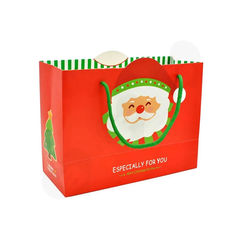 Chrismas Color Printed Paper Bags Side View One