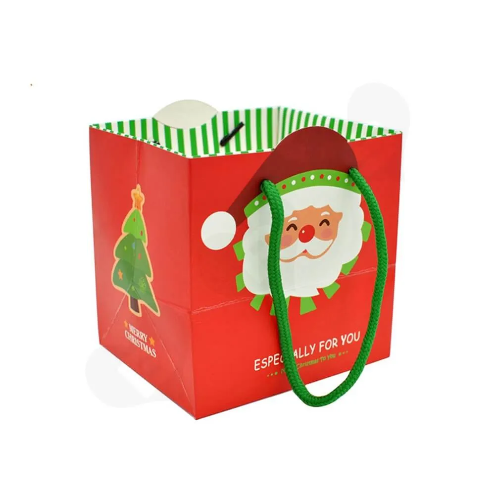 Chrismas Color Printed Paper Bags Side View Two