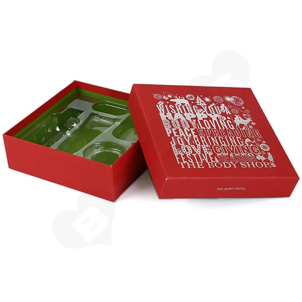 Christmas Color Box For Cosmetic Product With Blister Insert Side View One