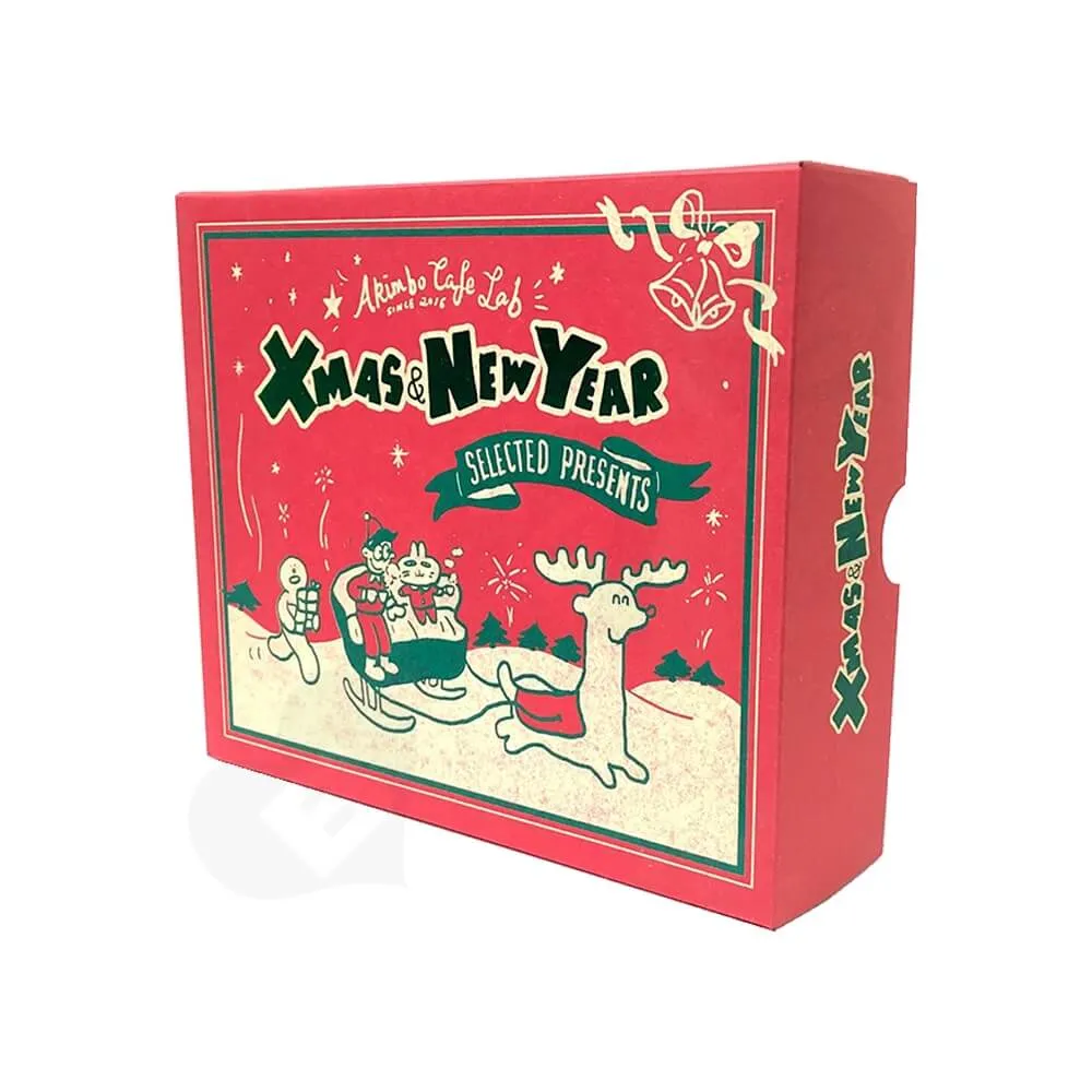 Christmas Color Printed Cardboard Gift Box Side View One