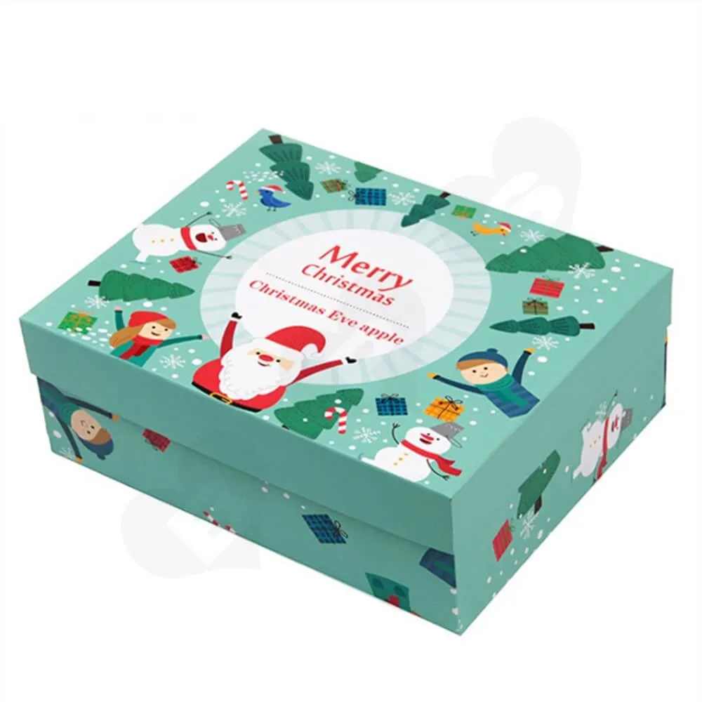 Christmas Eve Apple Gift Packaging Box With Lift Off Lid Side View Five