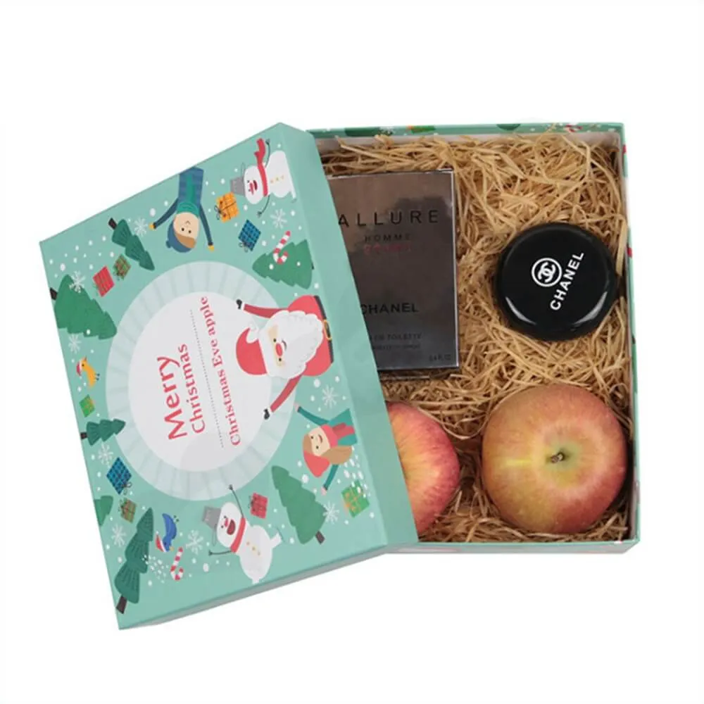 Christmas Eve Apple Gift Packaging Box With Lift Off Lid Side View Four