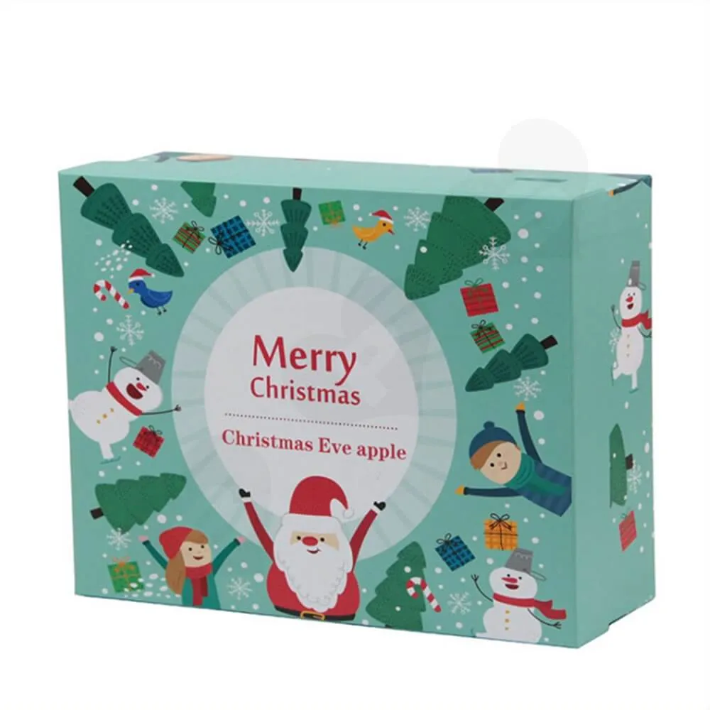Christmas Eve Apple Gift Packaging Box With Lift Off Lid Side View One