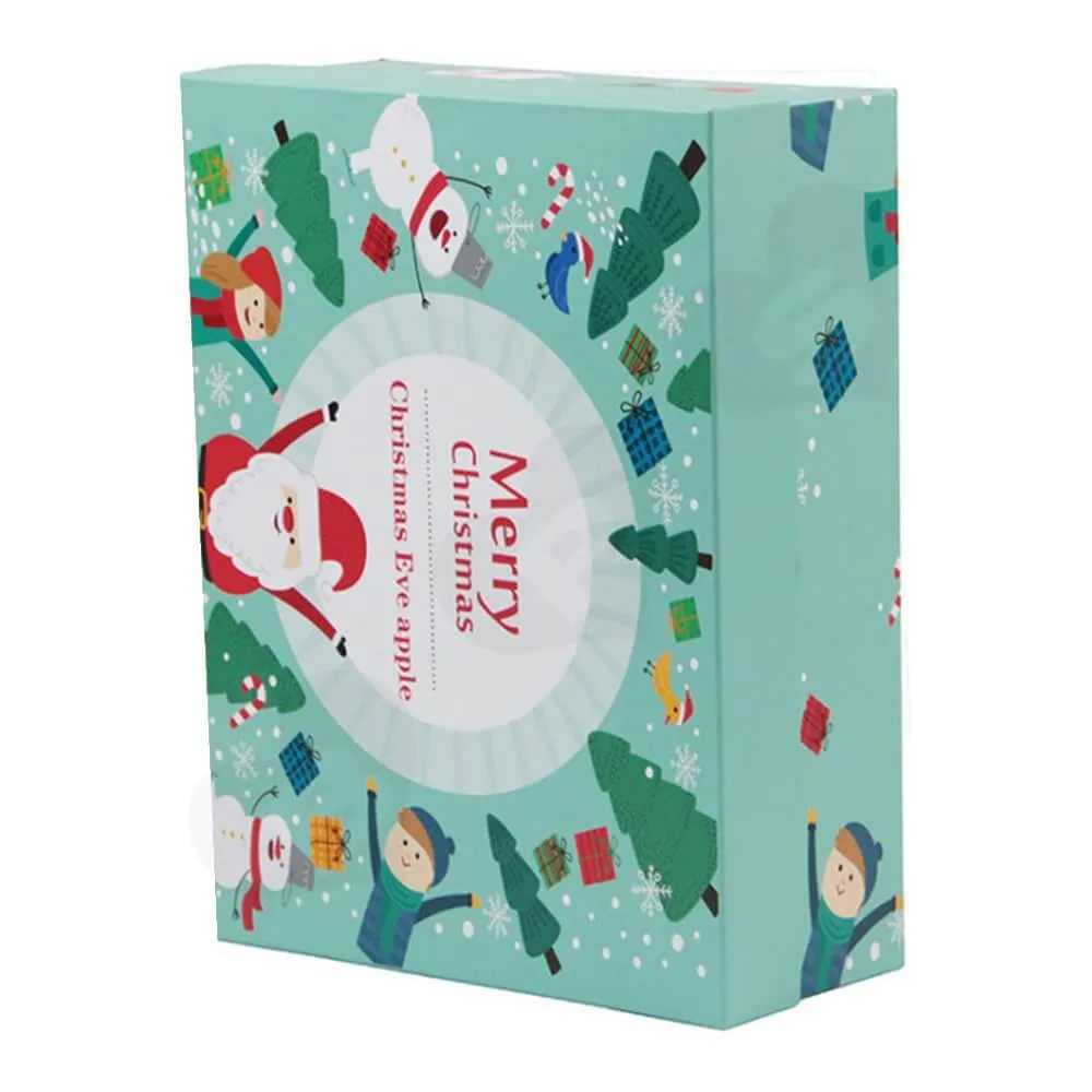 Christmas Eve Apple Gift Packaging Box With Lift Off Lid Side View Two