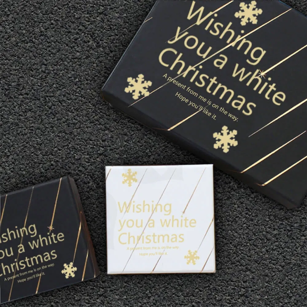 Christmas Gift Shipping Box With Gold Foil Stamping Side View Four