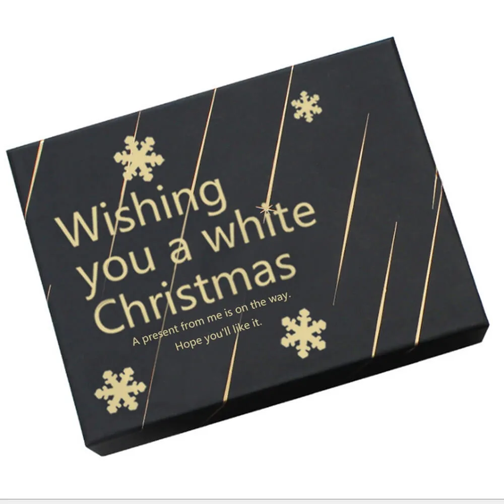 Christmas Gift Shipping Box With Gold Foil Stamping Side View One