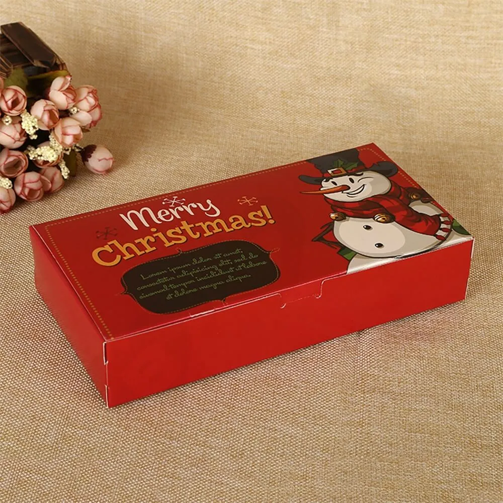 Christmas Red Color Printed Box For Gifts Side View Three