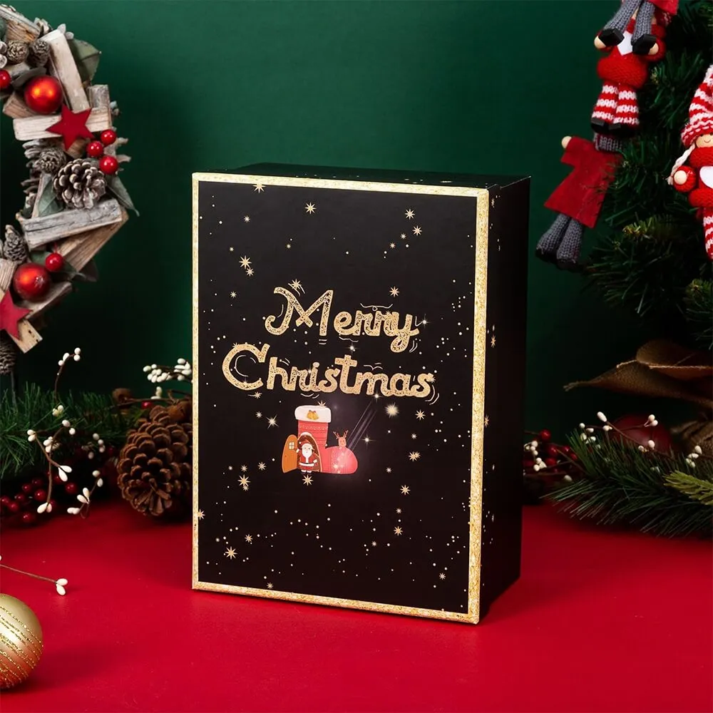 Christmas Season Gift Box With Gold Foil Stamping Side View Four