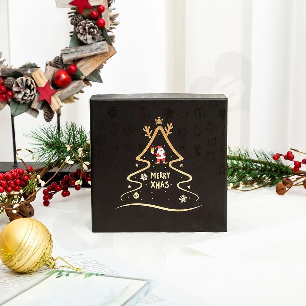 Christmas Season Gift Box With Gold Foil Stamping Side View Seven