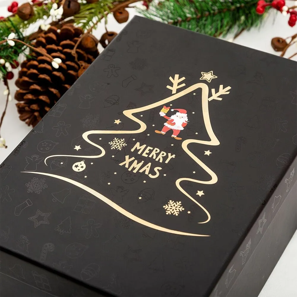 Christmas Season Gift Box With Gold Foil Stamping Side View Two