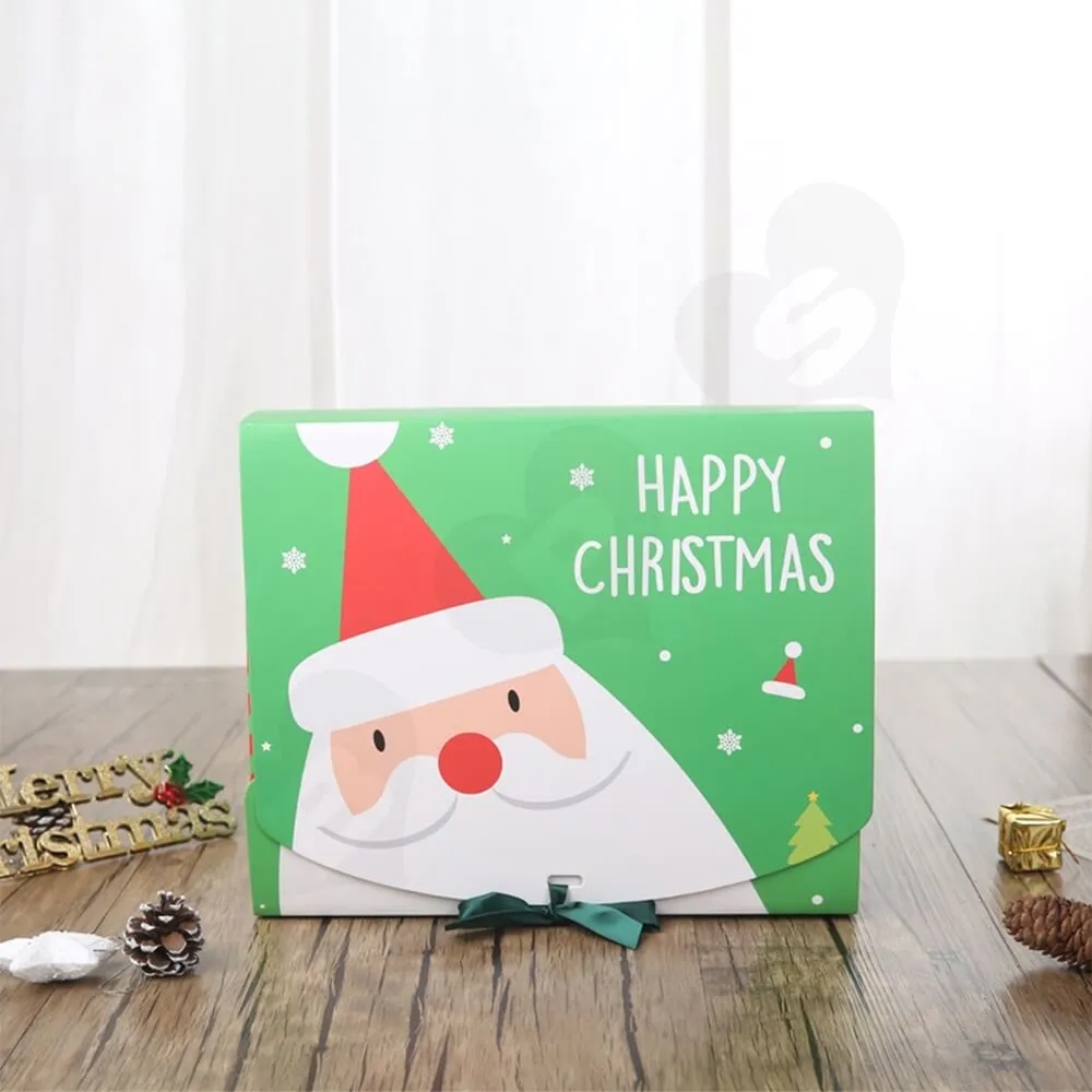 Christmas Style Printing Box With Ribbon Closure Side View Five