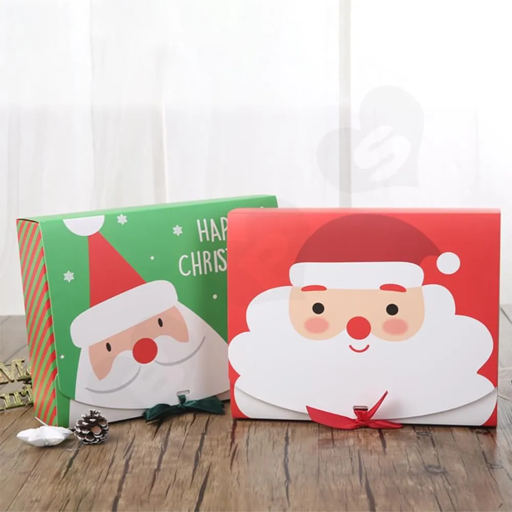 Christmas Style Printing Box With Ribbon Closure Side View Three