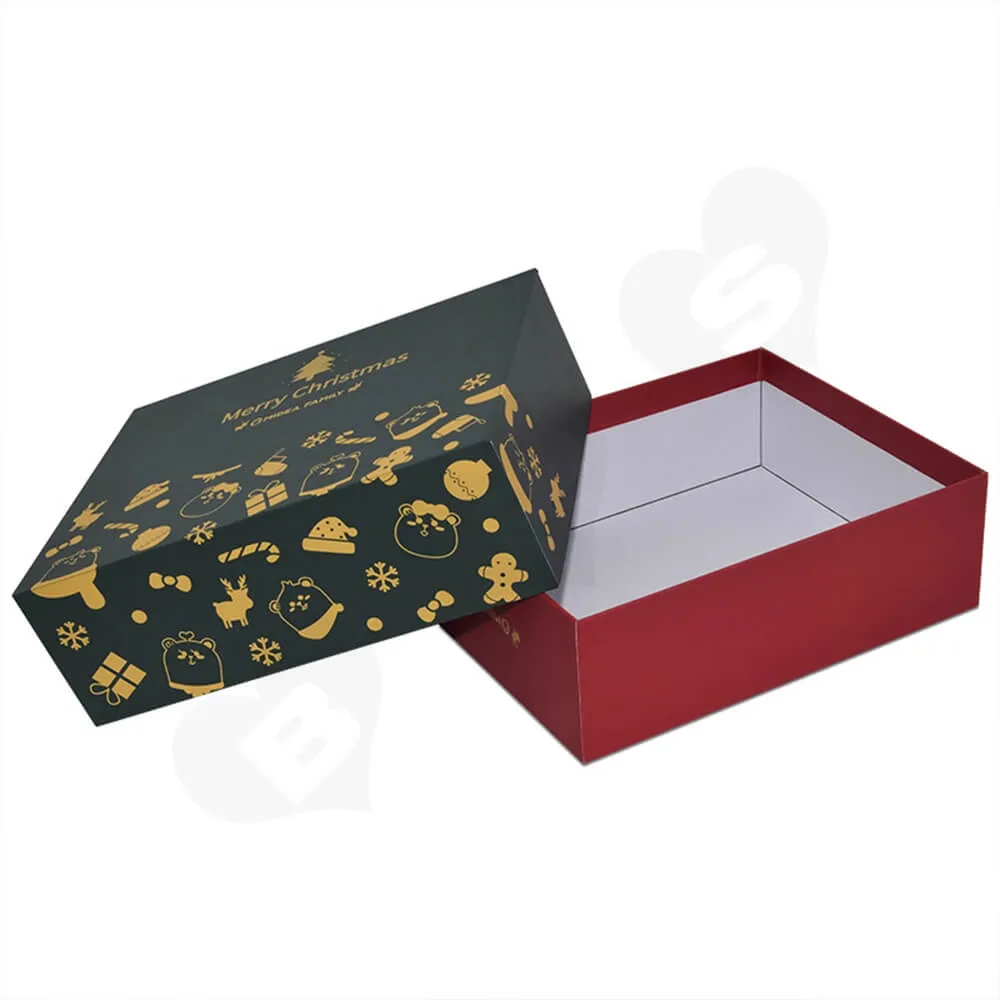 Christmas Style Printing Shoe Packaging Box Sideview Three