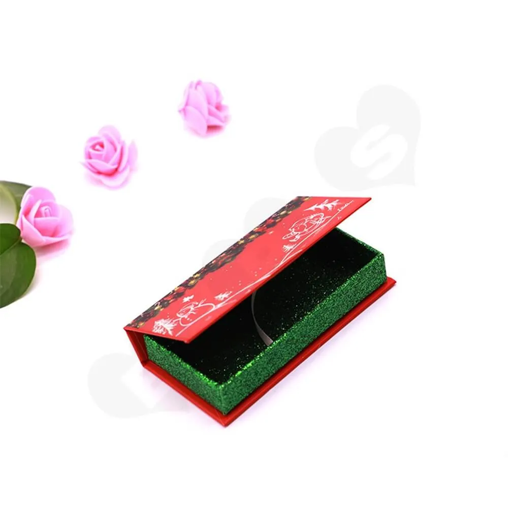 Custom Christmas Color Eyelash Packaging Box Side View Five