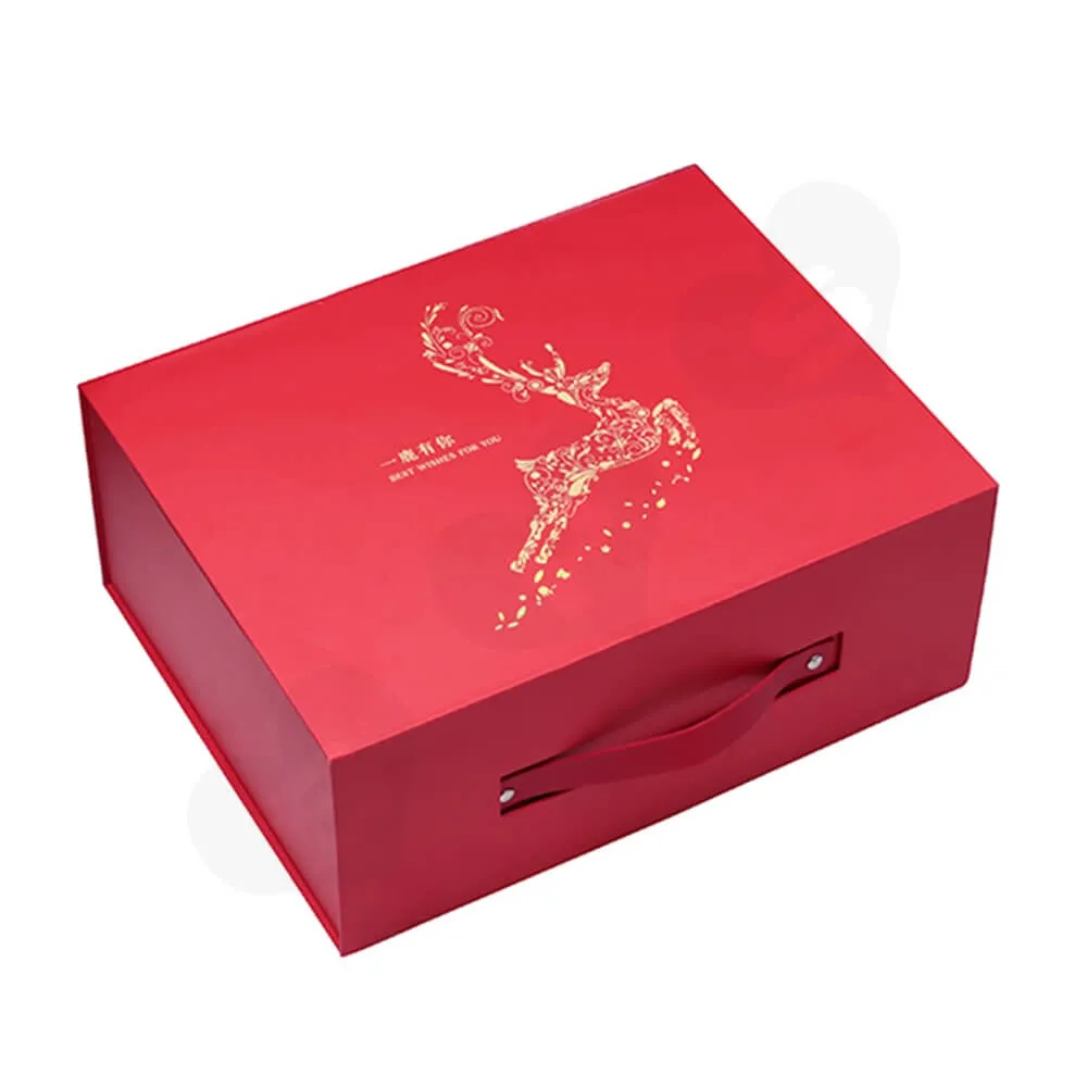 Custom Matte Christmas Gift Packaging Box Magnetic Closure Side View One