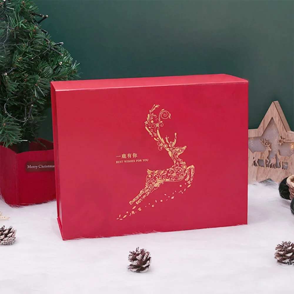 Custom Matte Christmas Gift Packaging Box Magnetic Closure Side View Three