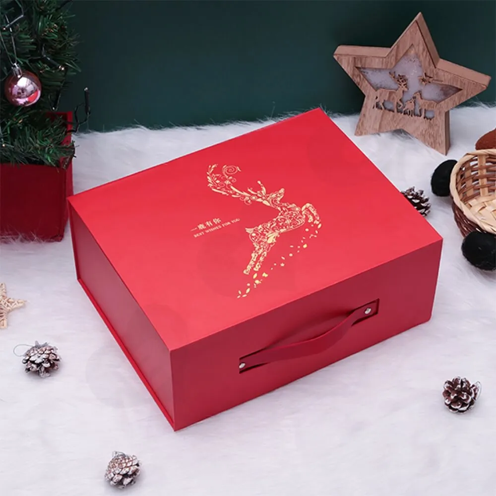 Custom Matte Christmas Gift Packaging Box Magnetic Closure Side View Two