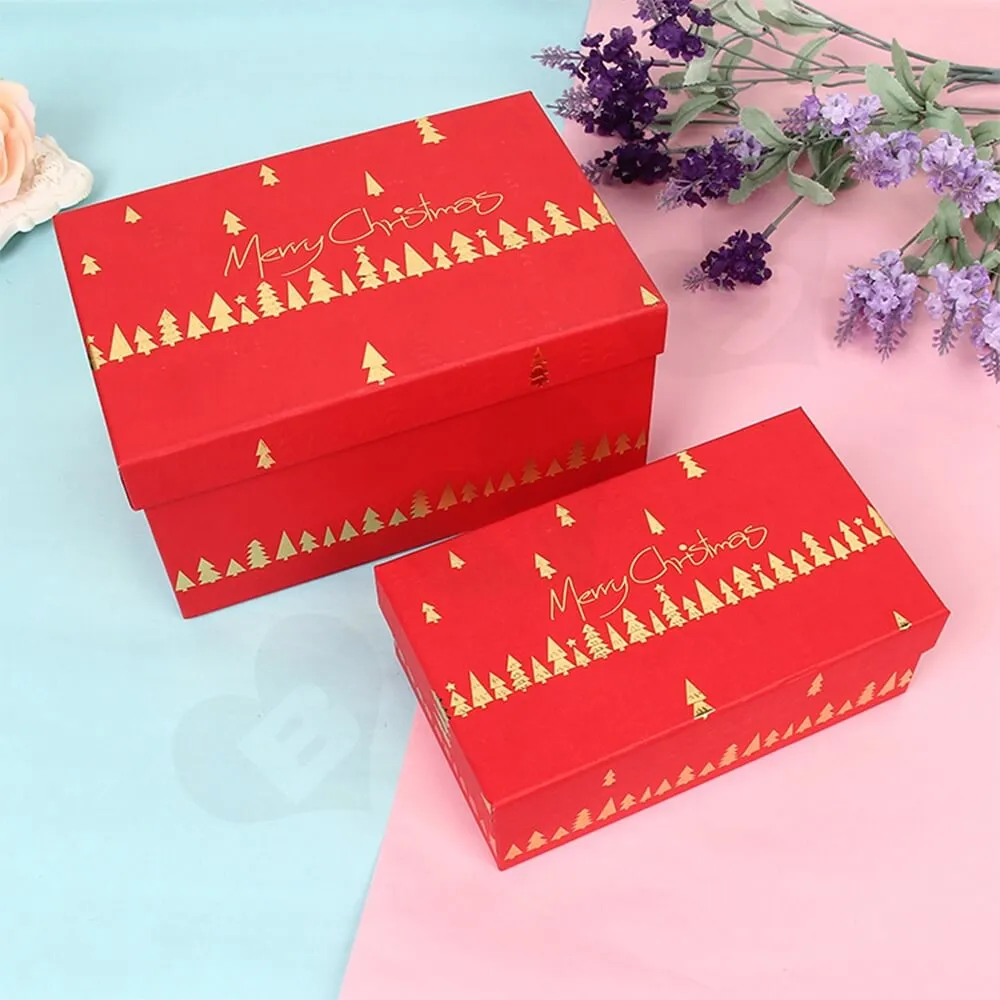 Custom Printed Christmas Gift Packaging Box With Detachable Lid Side View Four