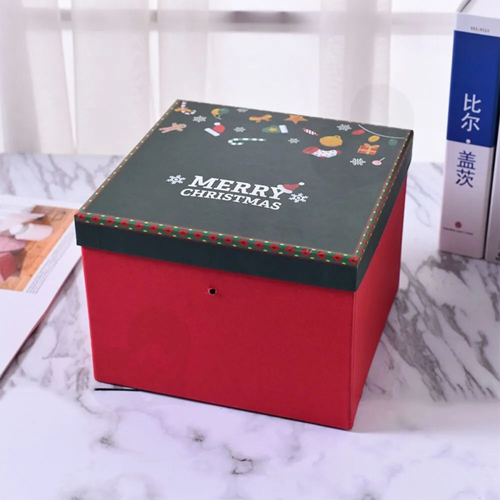 Custom Printed Cube Shape Christmas Season Gift Box Side View Three