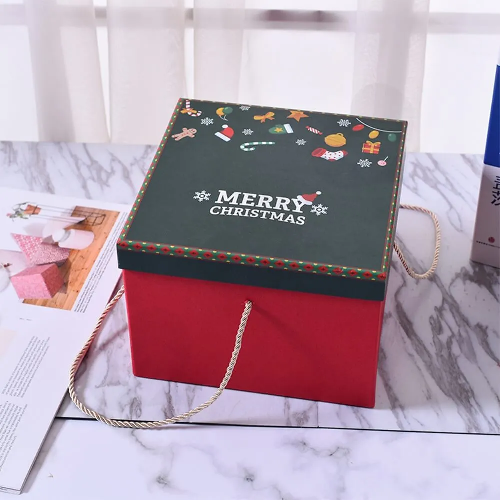 Custom Printed Cube Shape Christmas Season Gift Box Side View Two