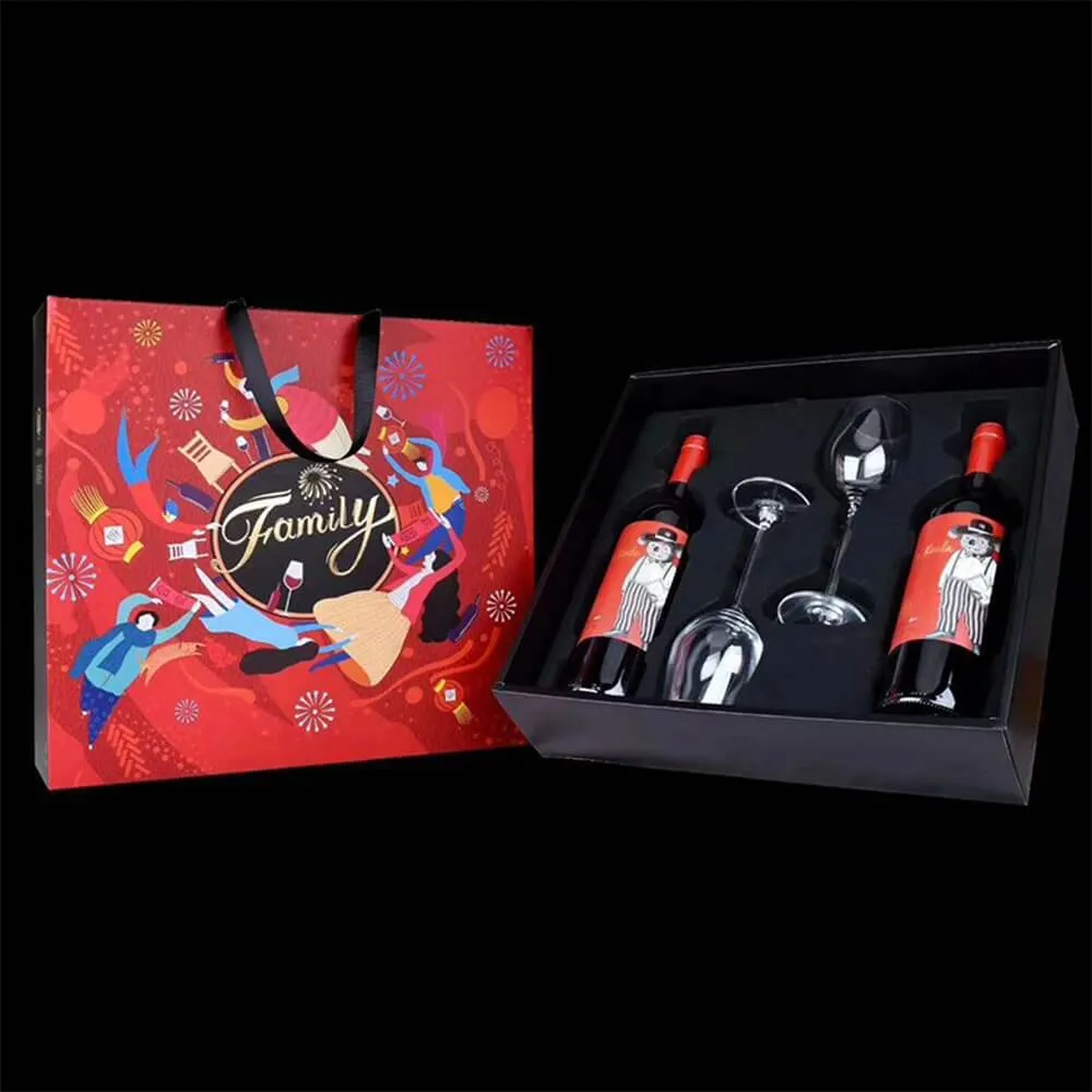 Cardboard Gift Box For Wine And Bottle Side View Five