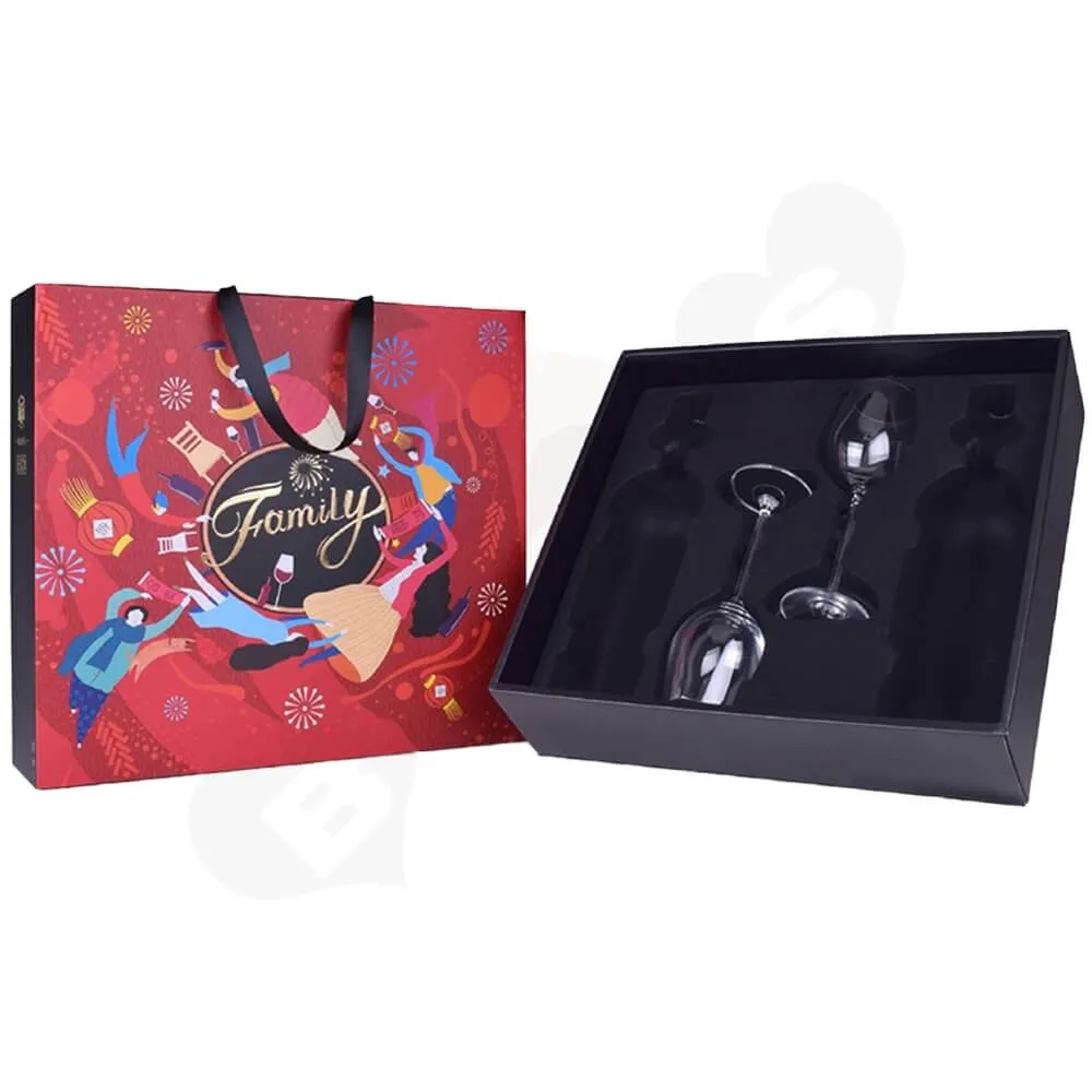 Cardboard Gift Box For Wine And Bottle Side View One