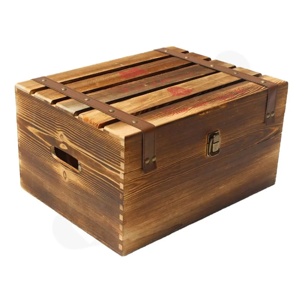Classical Wooden Storage Box For Six Pack Wine Side View Four