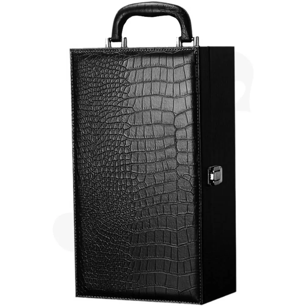 Crocodile Pattern Wine Box Kit With Handle Side View Two