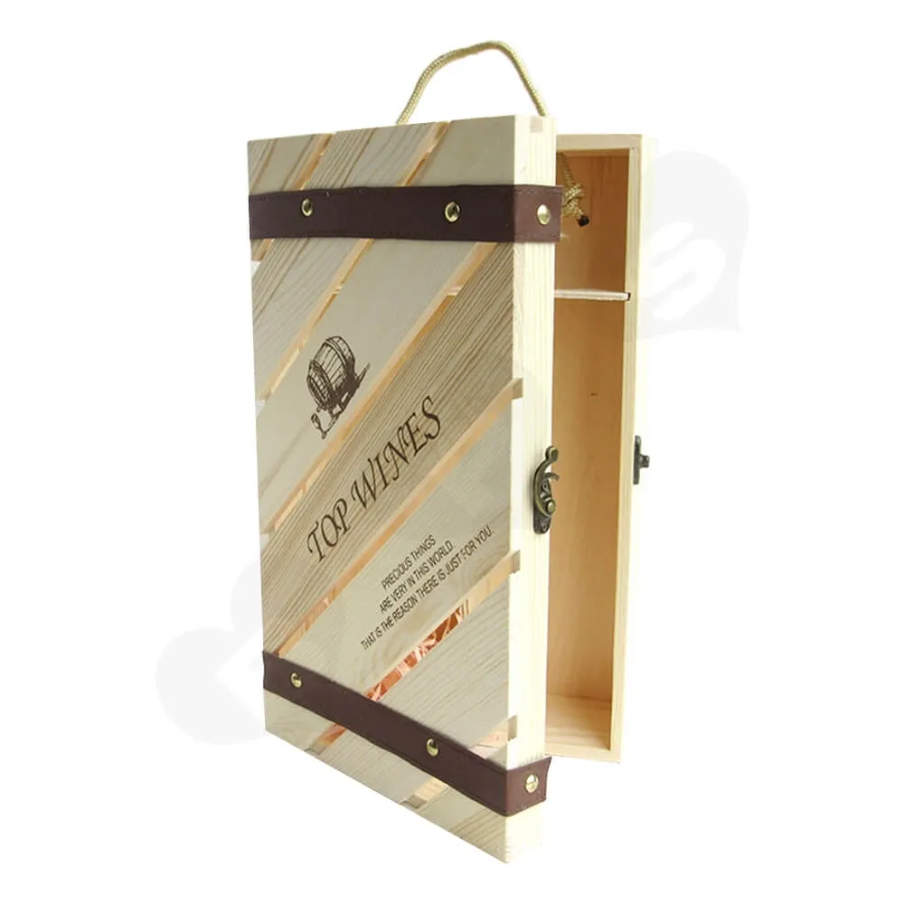 Custom Carved Wooden Box For Wine Side View Four
