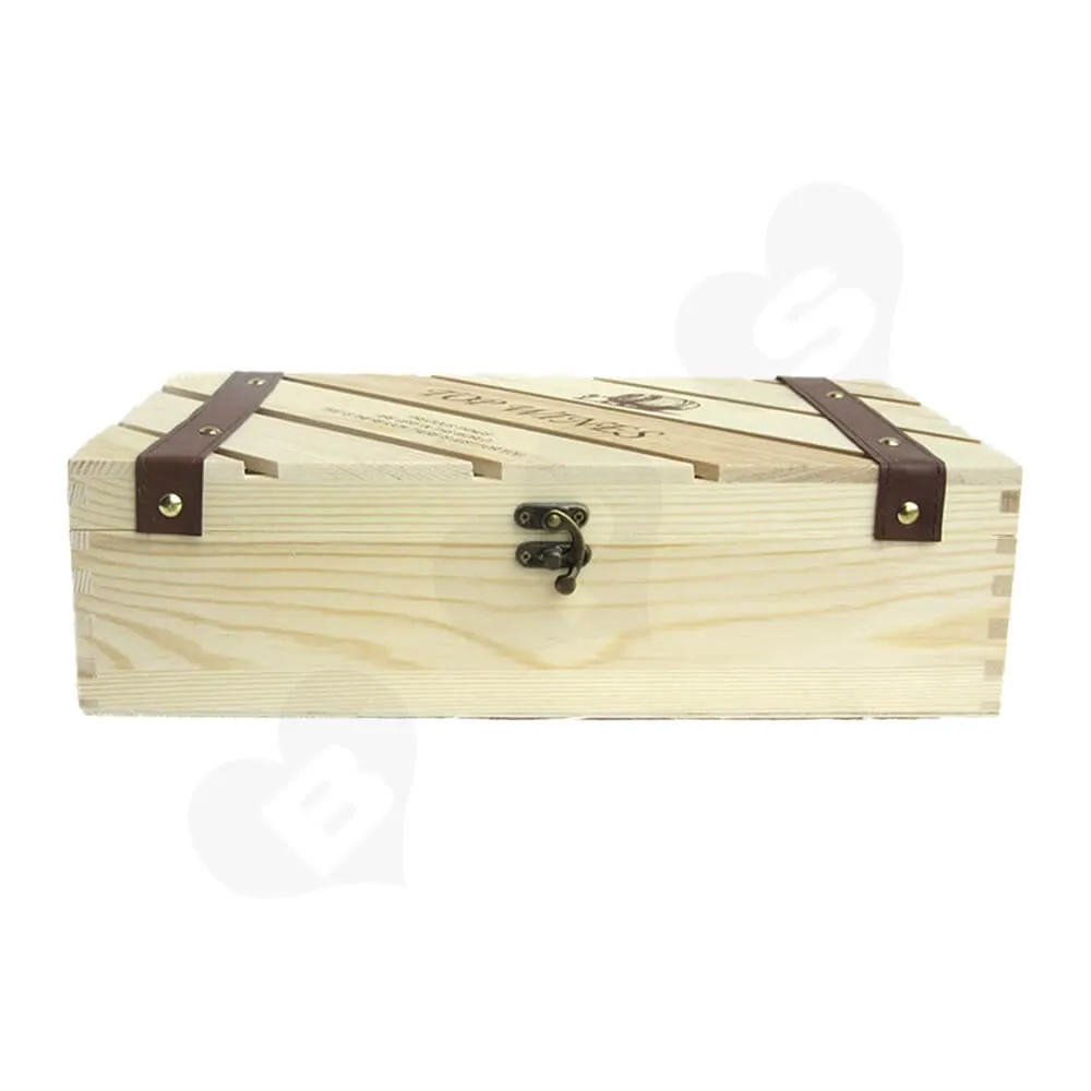 Custom Carved Wooden Box For Wine Side View Two