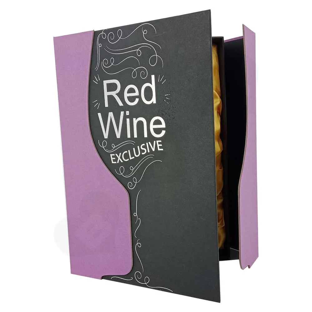 Custom Die Cut Gift Box For Red Wine Side View One