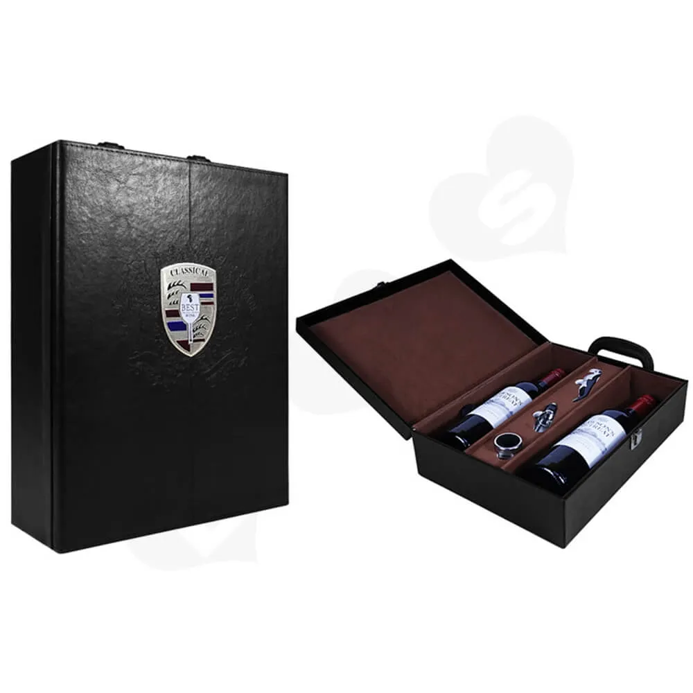 Custom Embossed Logo Cardboard Suitcase For Wine Side View One
