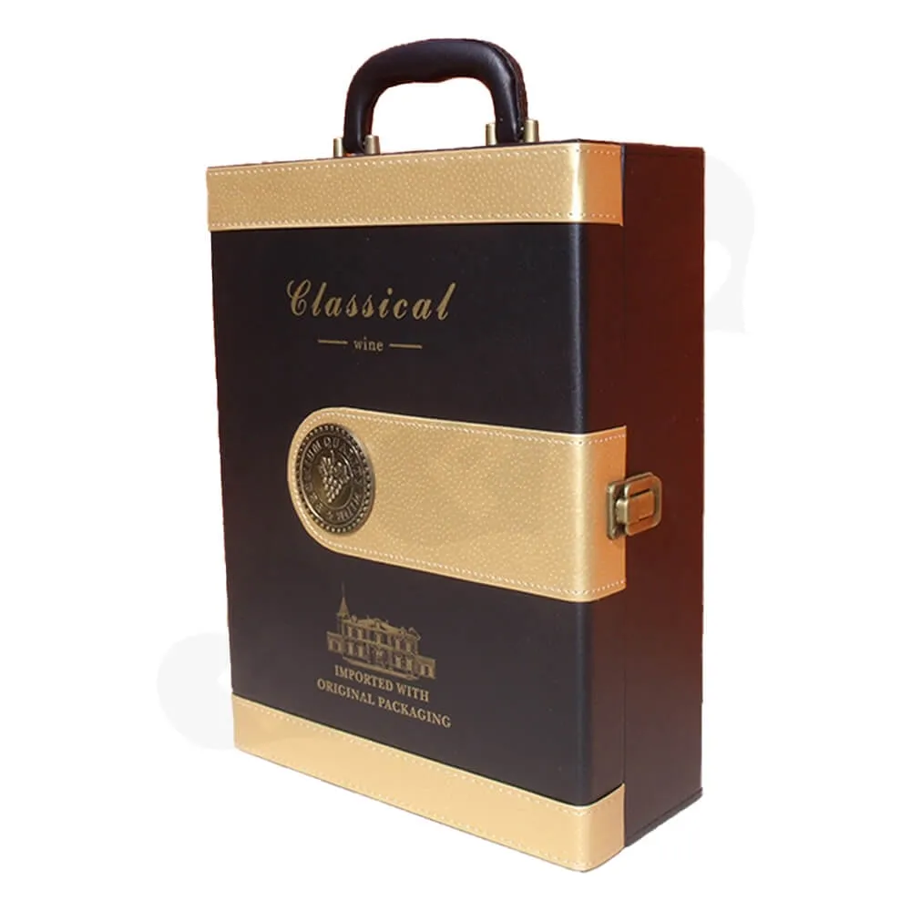 Custom Leather Box For Wine Side View One