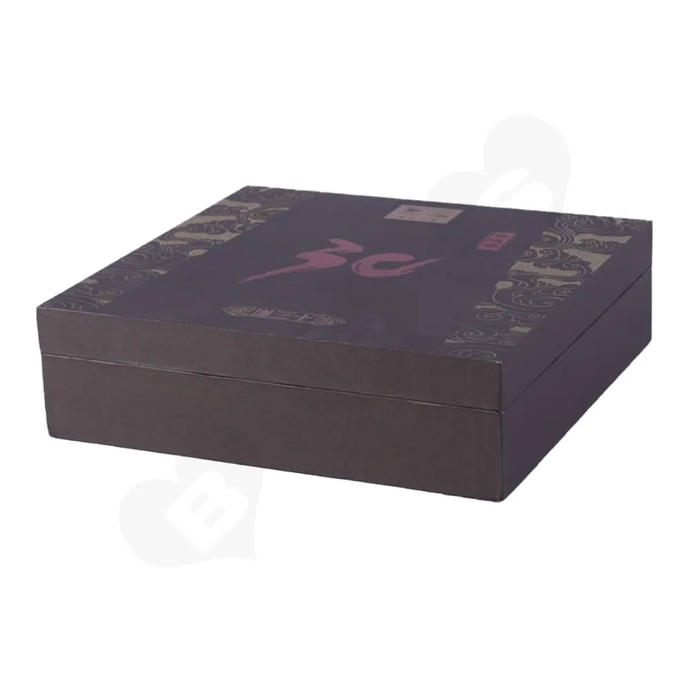 Custom Logo Foil Stamping Wine Box With Hinged Lid Side View Two