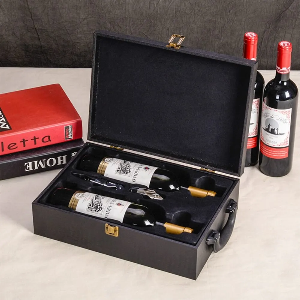 Custom Logo PU Leather Wine Box Special Pattern Side View Two