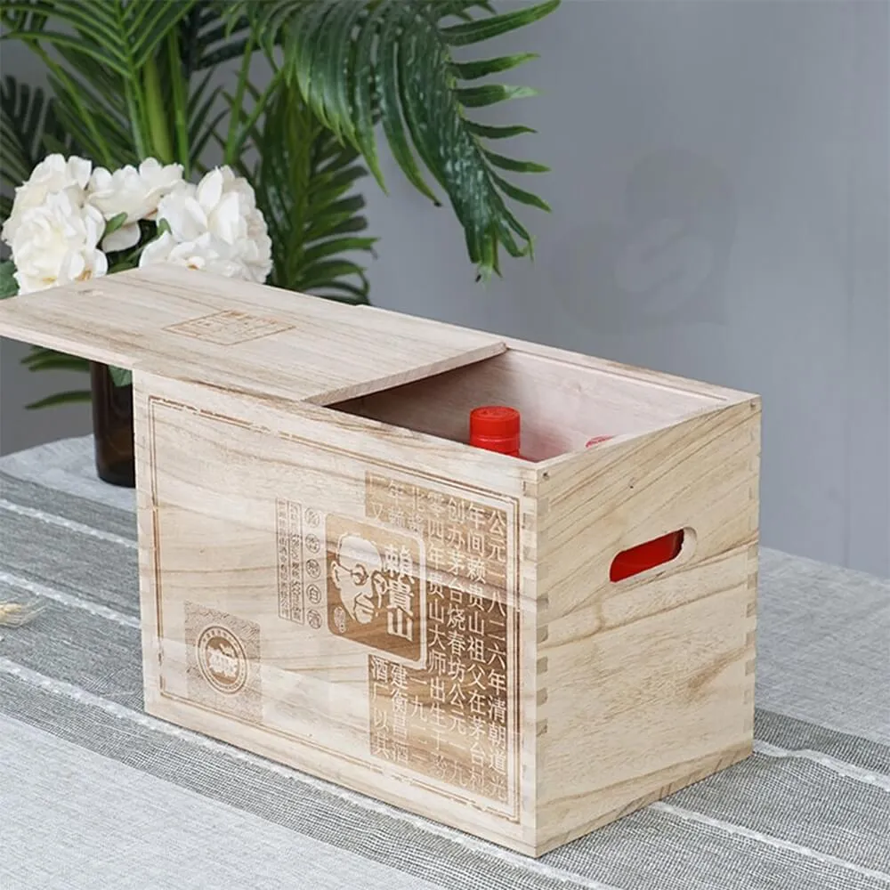 Custom Printed Wooden Case For Six Pack Wine Side View Five