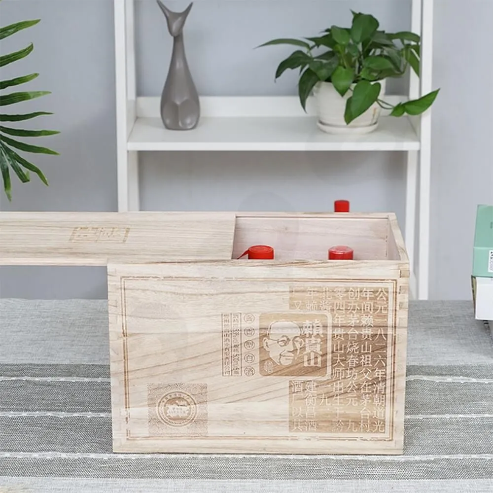 Custom Printed Wooden Case For Six Pack Wine Side View Four