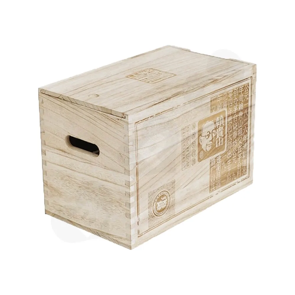 Custom Printed Wooden Case For Six Pack Wine Side View One