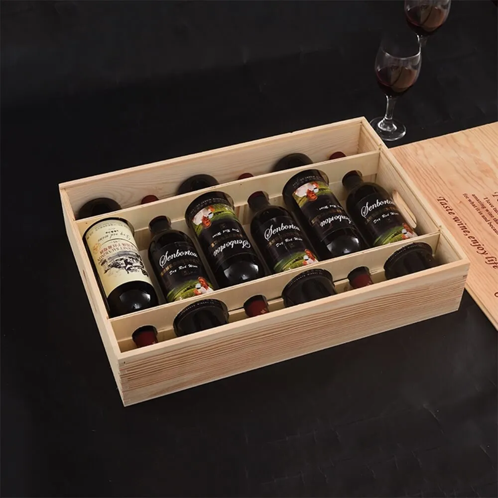 Custom Printing Wooden Wine Box With Sliding Cover Side View Five