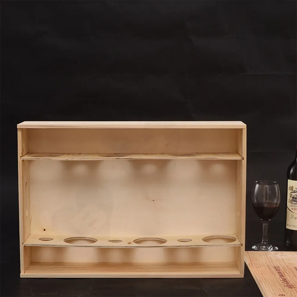 Custom Printing Wooden Wine Box With Sliding Cover Side View Two