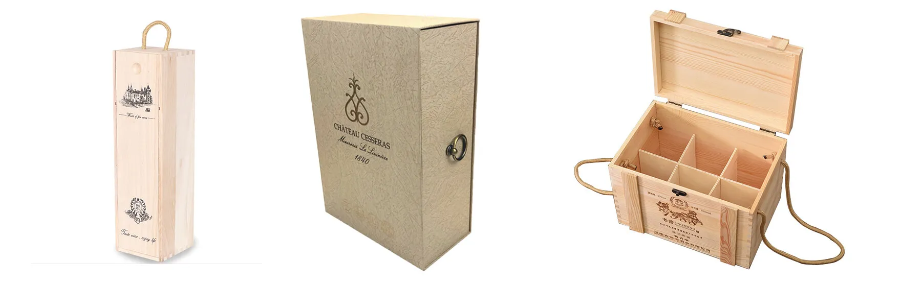 High Density Fiberboard Made Wine Suitcase Box